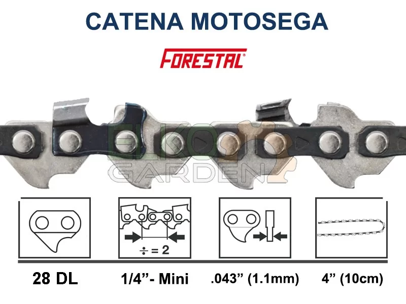 CATENA MOTOSEGA FORESTAL SNK 28 MAGLIE 10CM 1/4" 1.1MM