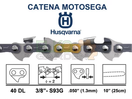 CATENA HUSQVARNA X-CUT S93G 40 MAGLIE 25CM 3/8 MINI 1.3MM