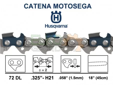 CATENA MOTOSEGA HUSQVARNA 72 MAGLIE H21 .325" 1.5MM - DENTE QUADRO