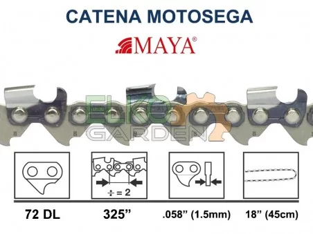 LAMA E BARRA PER MOTOSEGA 45 CM .325 LP 058 1.5 mm 72 MAGLIE SECONDA  CATENA