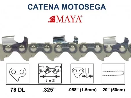 CATENA MOTOSEGA 52 CC LAMA 51 CM 76 MAGLIE 20'' 0.325